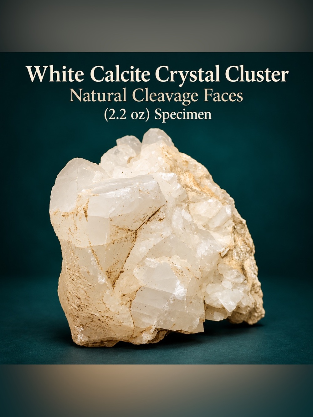 White Calcite Crystal Cluster | Natural Cleavage Faces | 2.2 oz Specimen